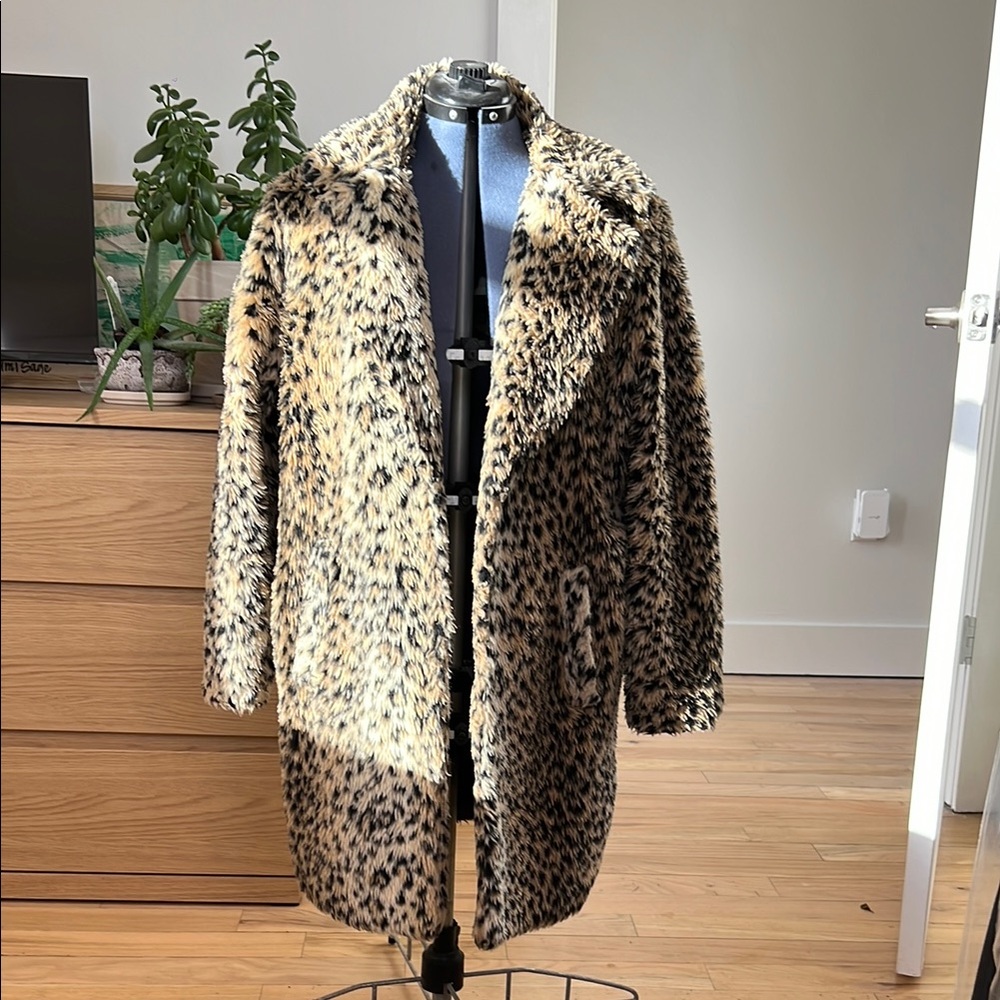 Leopard Print Faux Fur Coat